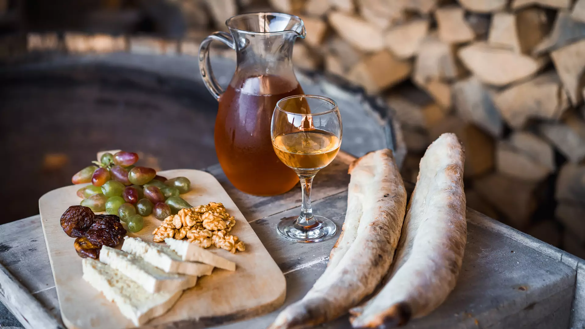 Traditional Georgian bread and cheese tasting